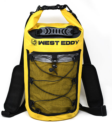 West Eddy 20 Liter Waterproof Dry Bag with Mesh Pocket and Phone Case- Keeps Personal Belonging Dry for Paddle Boarding, Kayaking, Canoeing, Camping, Hiking, Fishing, and Biking-Yellow Color