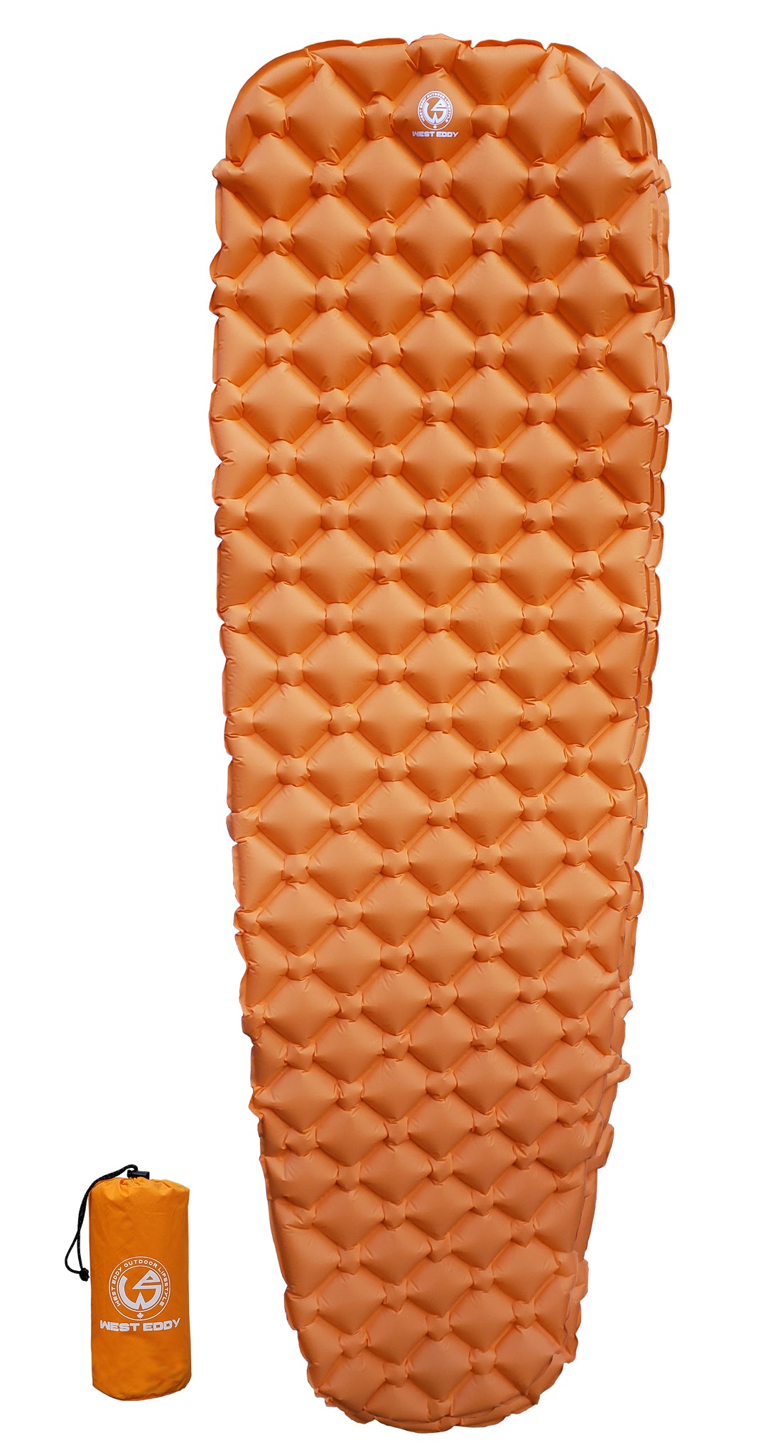 Orange Lightweight Inflatable Sleeping Pad for Backpacking, Hiking, and Camping.-Compact and Lightweight Sleeping pad