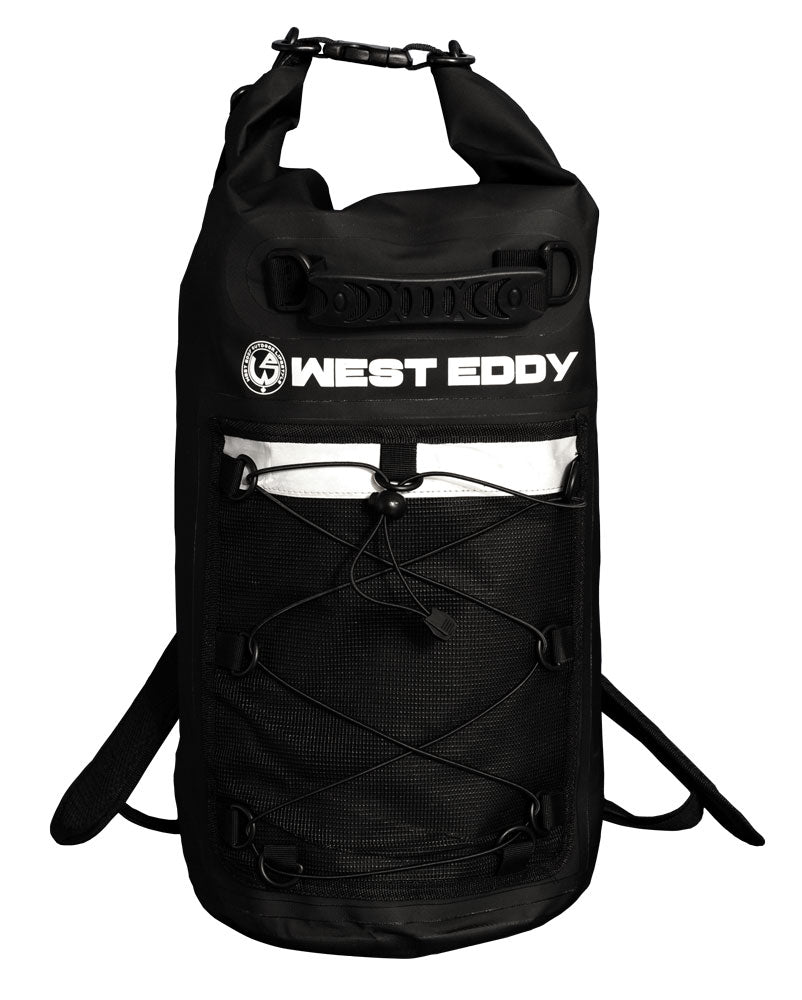 West Eddy 20 Liter Waterproof Dry Bag with Mesh Pocket and Phone Case- Keeps Personal Items Dry During Paddle Boarding, Kayaking, Canoeing, Camping, Hiking, Fishing, and Biking-Black Color